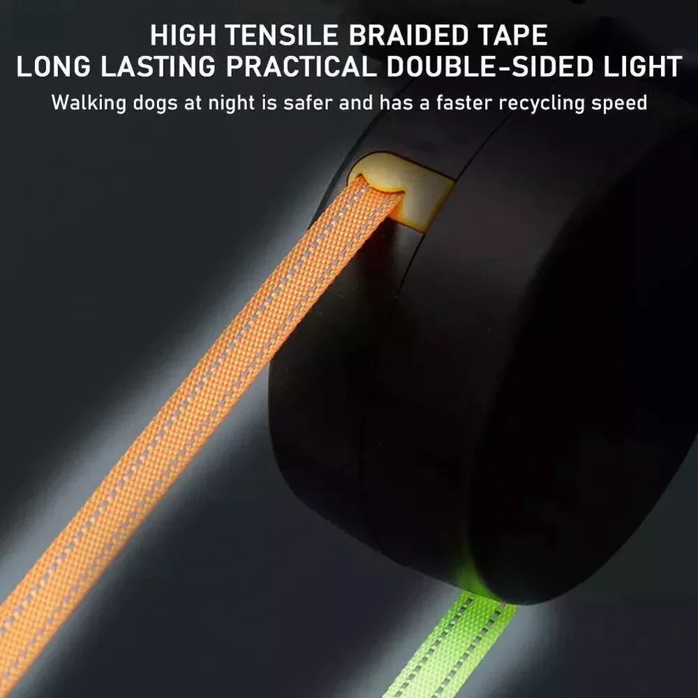 Dual Pet Leash – Retractable Reflective Lead with 360° Swivel for Double Dog Walking